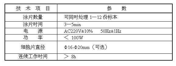 液基薄層細胞涂片機技術參數(shù)